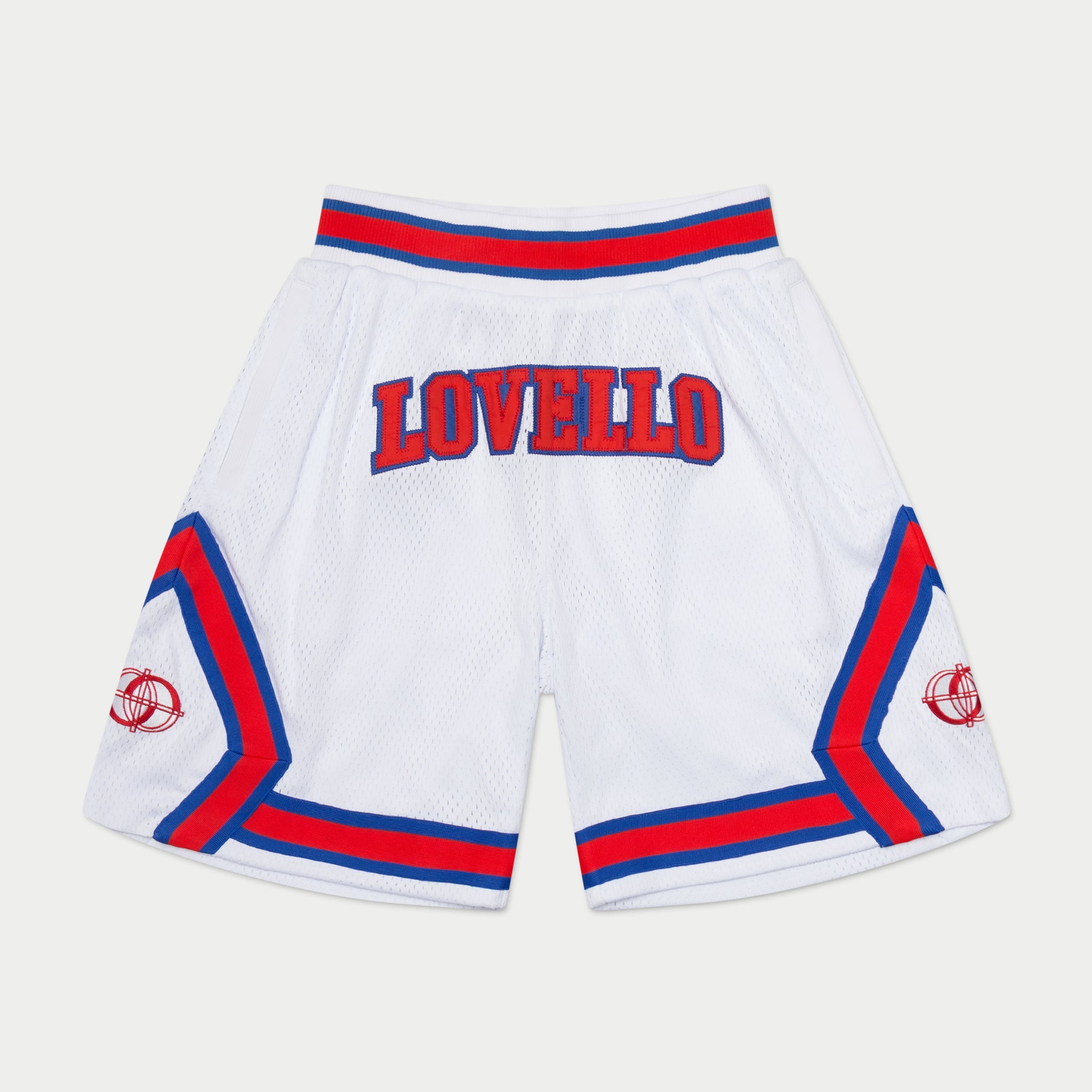 B-BALL SHORTS - WHITE/RED