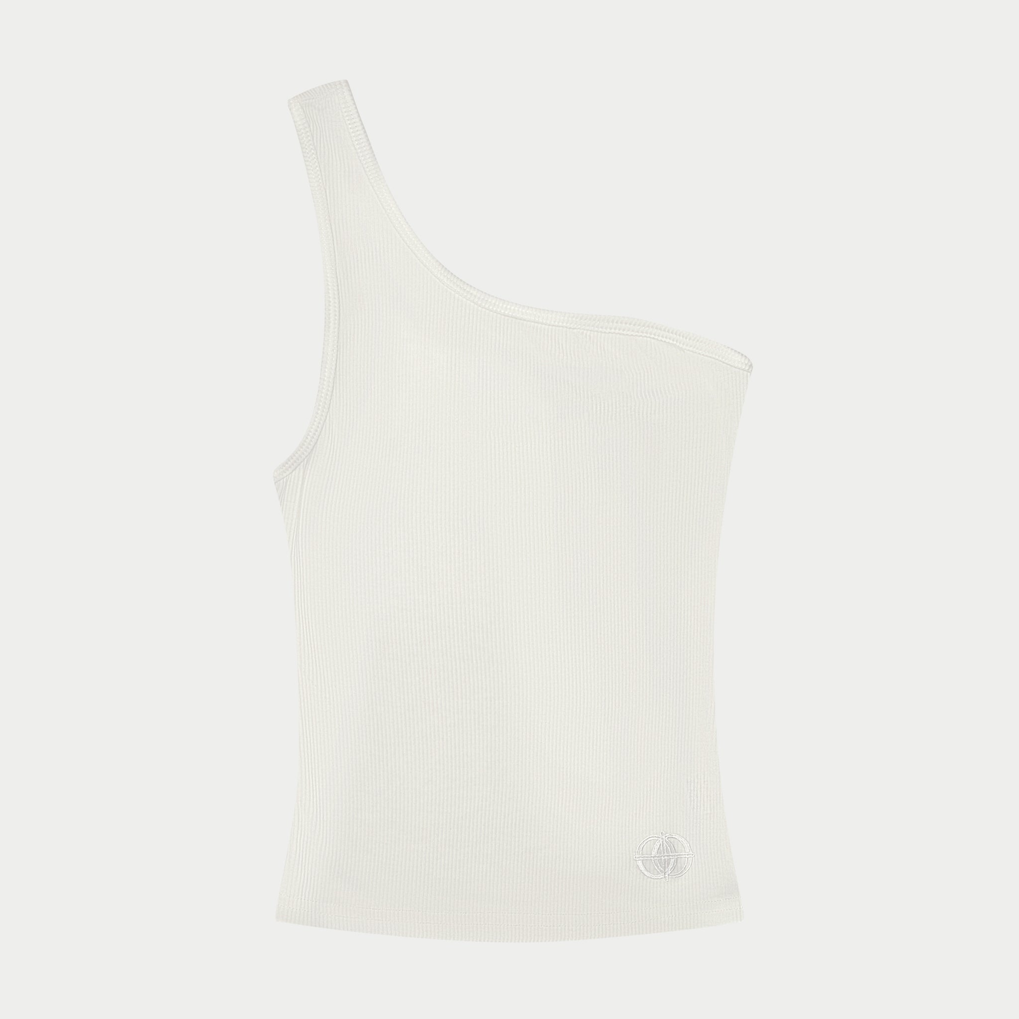 RIBBED ONE SHOULDER TANK - OFF WHITE