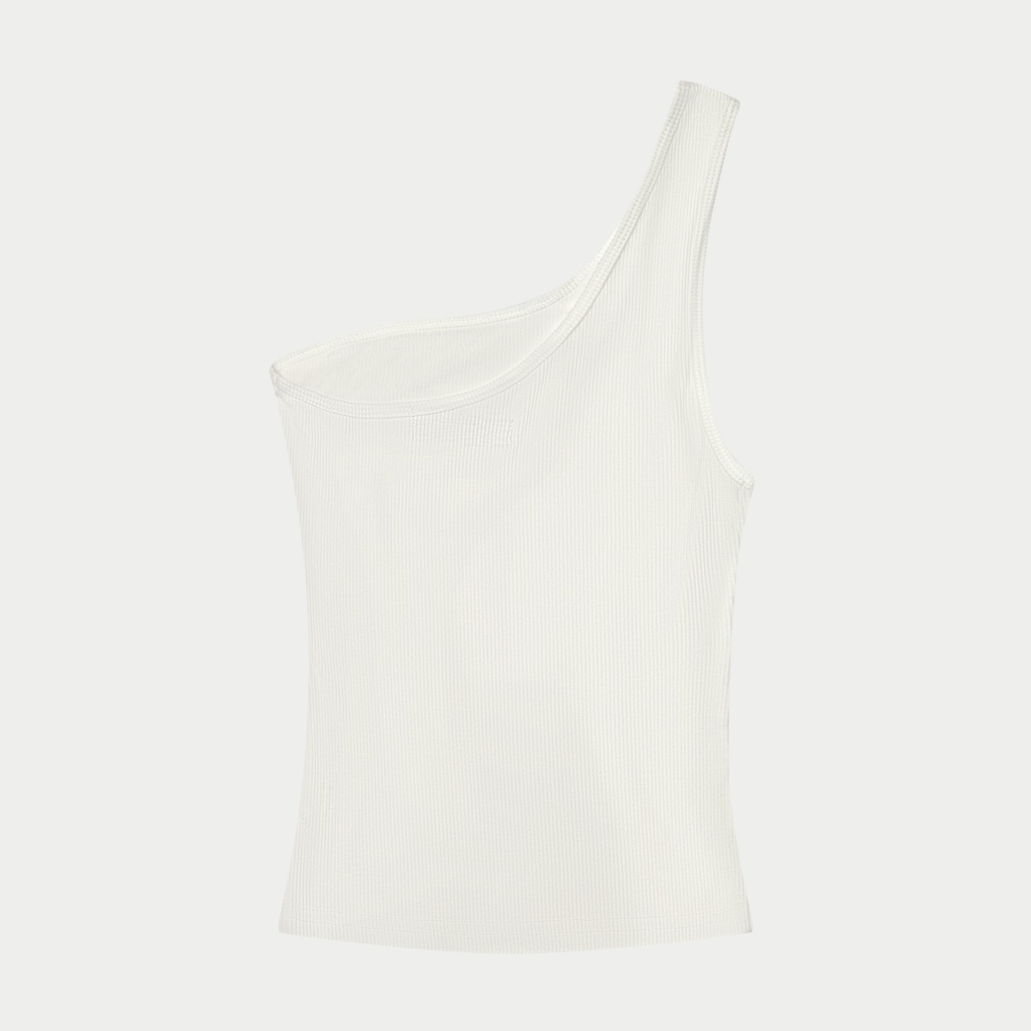 RIBBED ONE SHOULDER TANK - OFF WHITE