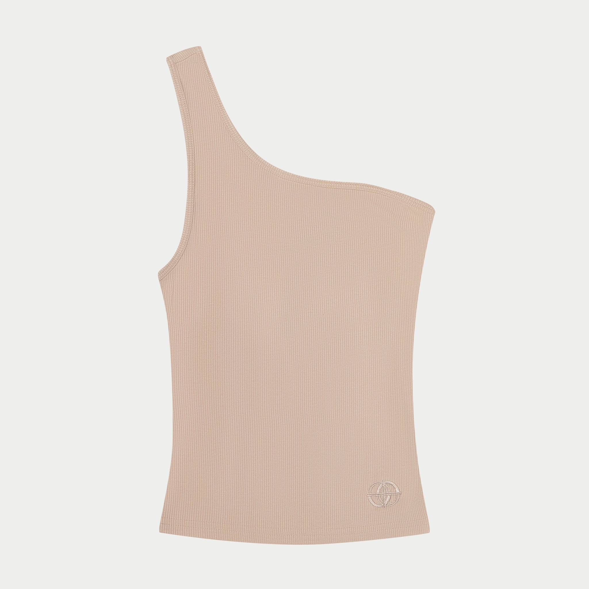 RIBBED ONE SHOULDER TANK - SAND