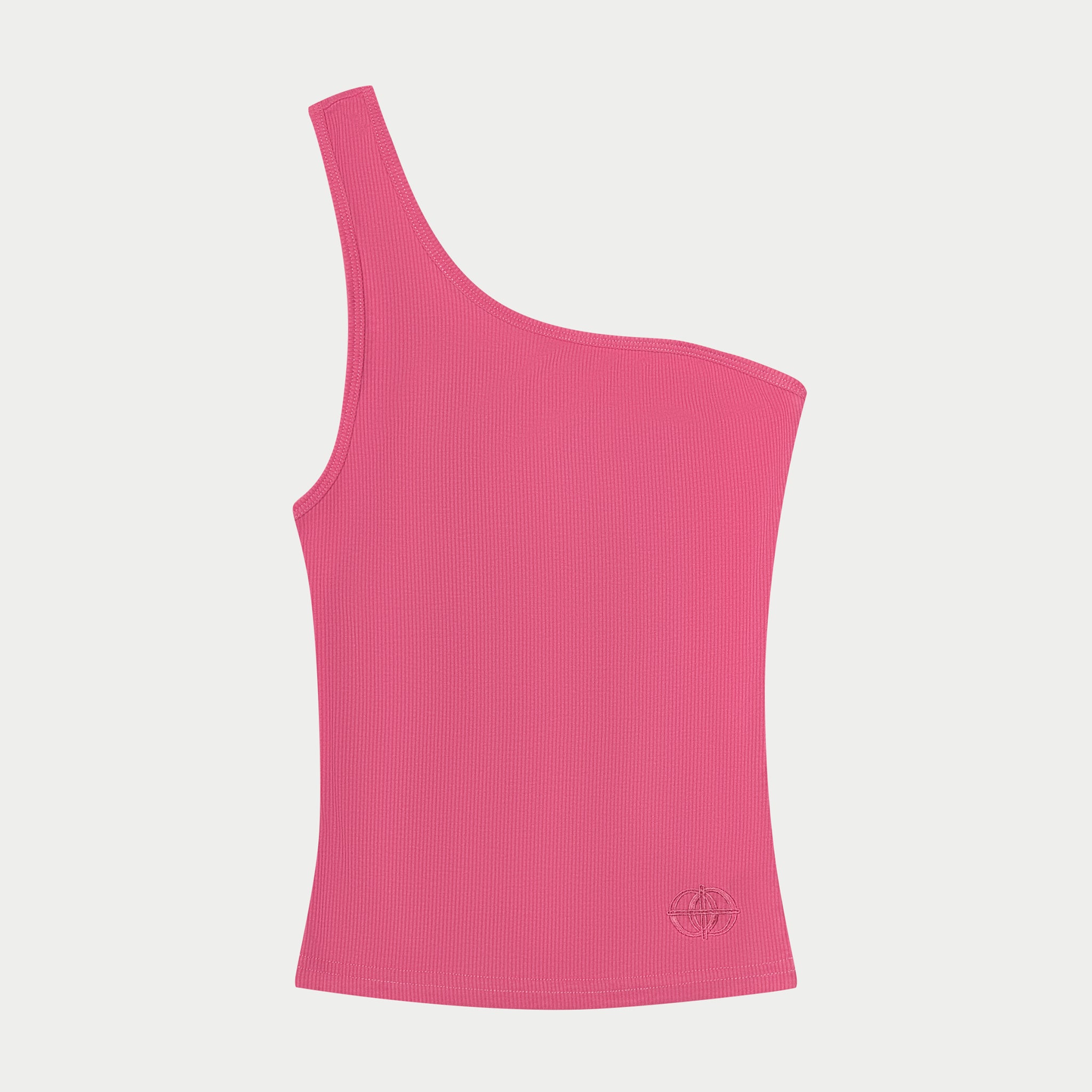 RIBBED ONE SHOULDER TANK - WATERMELON