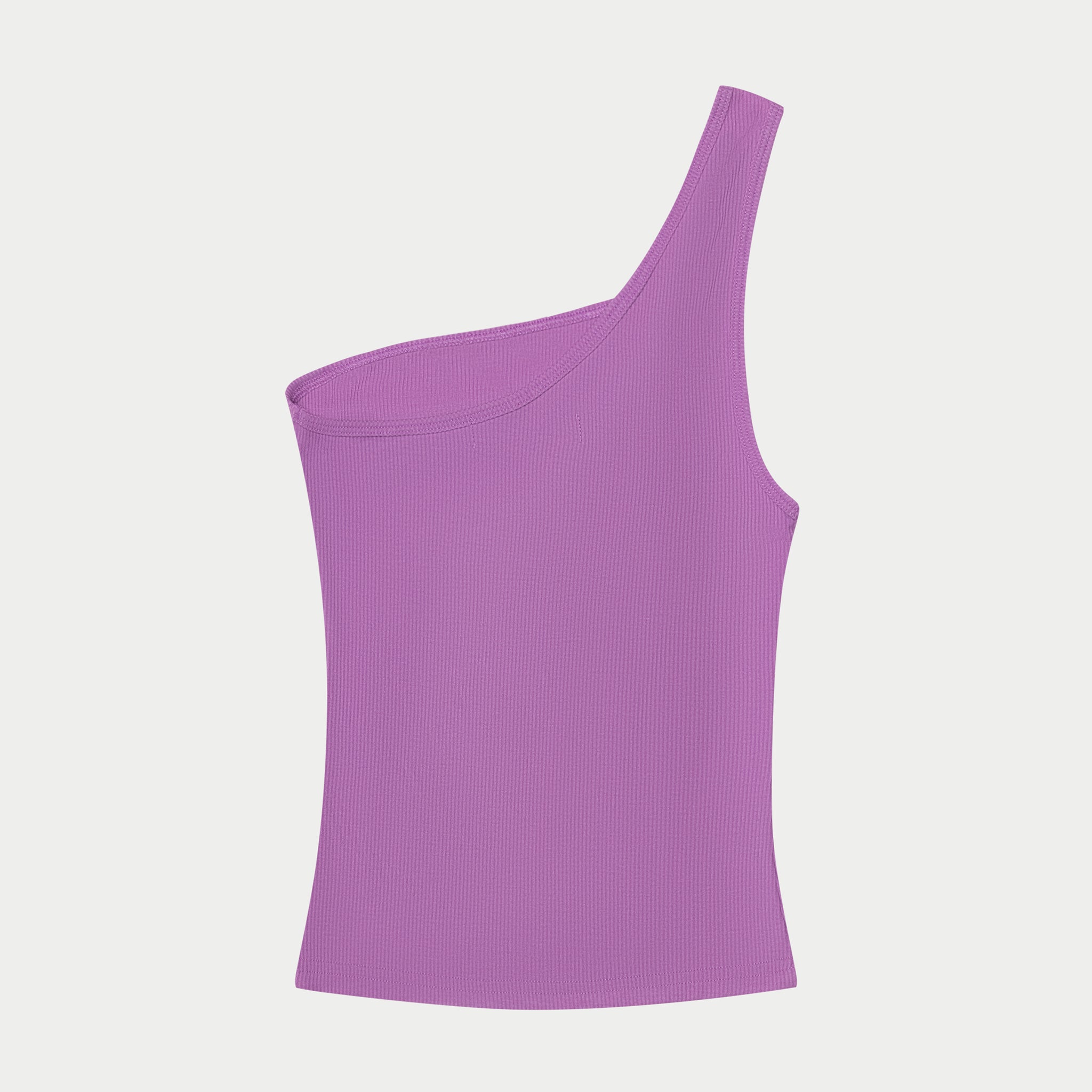 RIBBED ONE SHOULDER TANK - LILAC