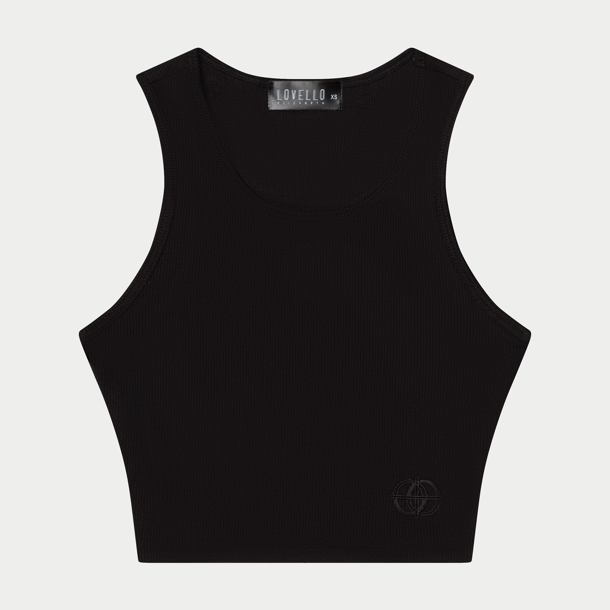 RIBBED CROP TANK - BLACK