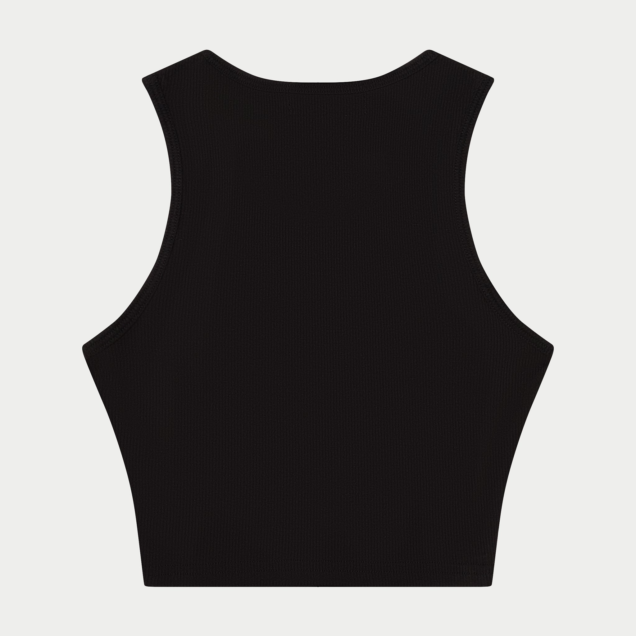 RIBBED CROP TANK - BLACK