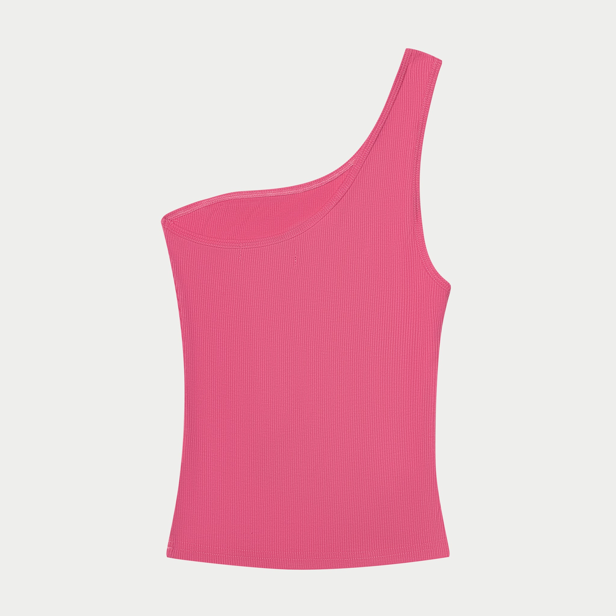 RIBBED ONE SHOULDER TANK - WATERMELON